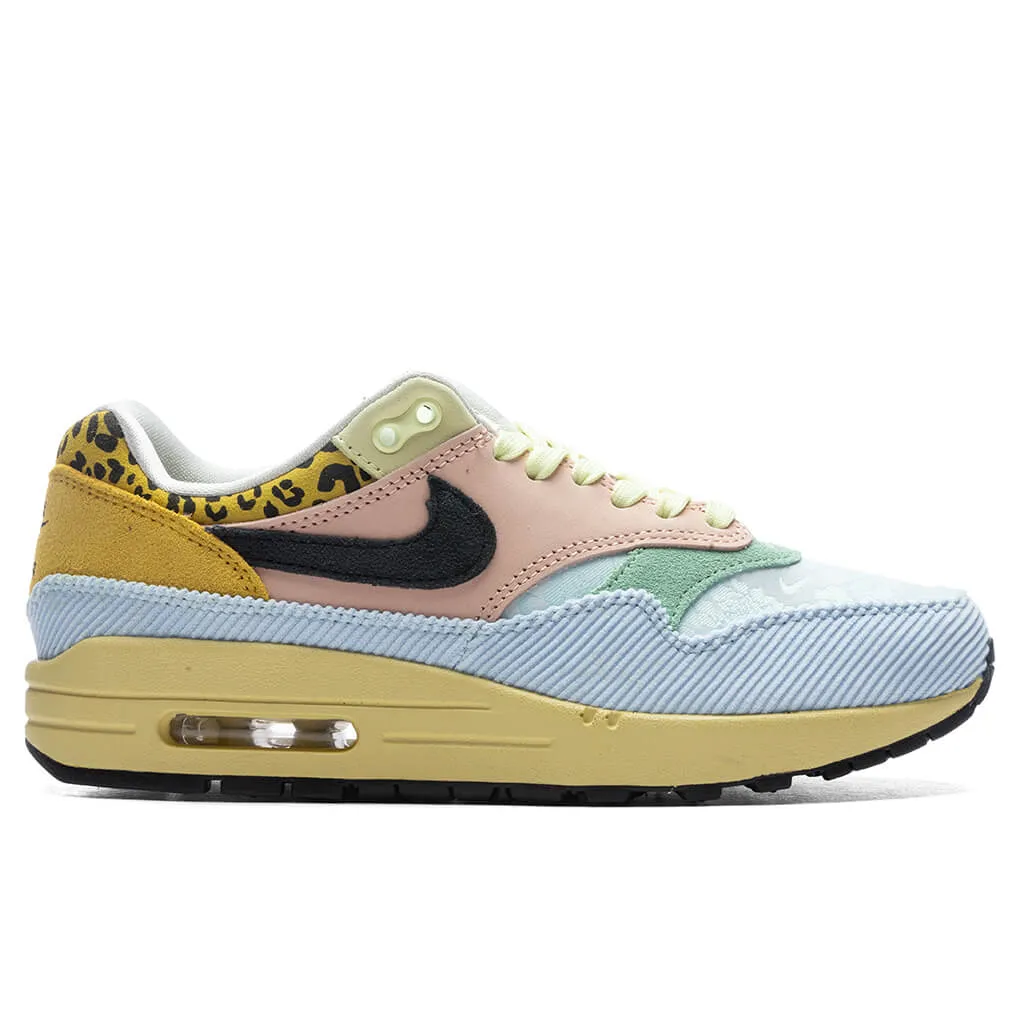 Women's Air Max 1 Teal Tint and Lemon Wash - Celestine Blue/Off Noir Nike signature design with comfort fit