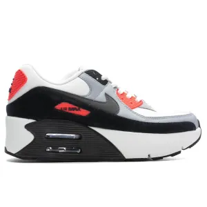 Women's Air Max 90 LV8 'Infrared' - Summit White/Smokey Grey/Black Nike lifestyle sneakers with retro vibe