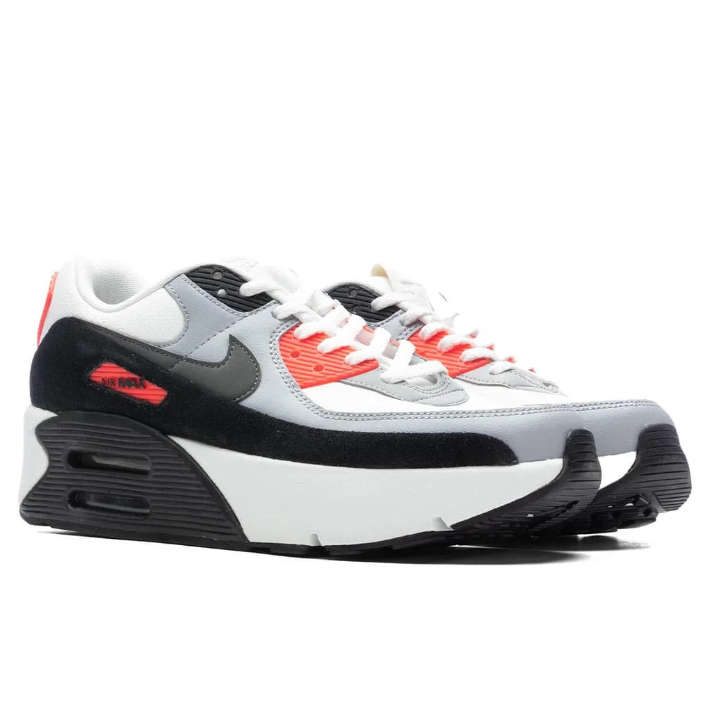 Women's Air Max 90 LV8 'Infrared' - Summit White/Smokey Grey/Black Nike Retro Lifestyle Shoes