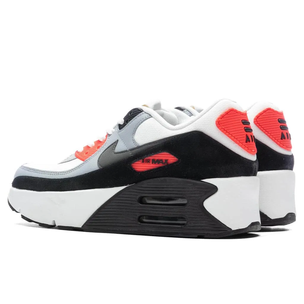 Women's Air Max 90 LV8 'Infrared' - Summit White/Smokey Grey/Black Nike Retro Lifestyle Shoes