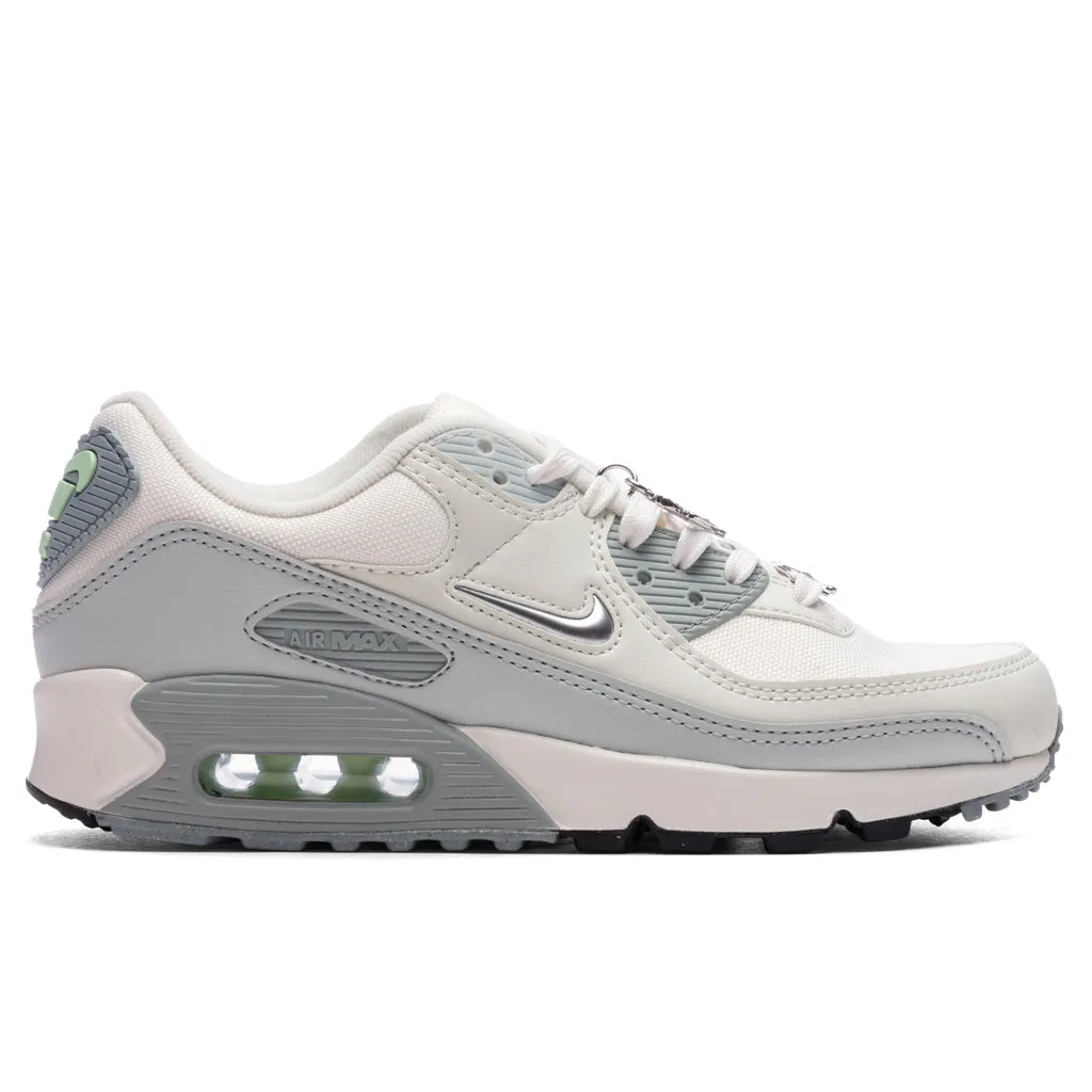 Women's Air Max 90 SE - Sail/Metallic Silver/Sea Glass Nike lifestyle sneakers with retro vibe