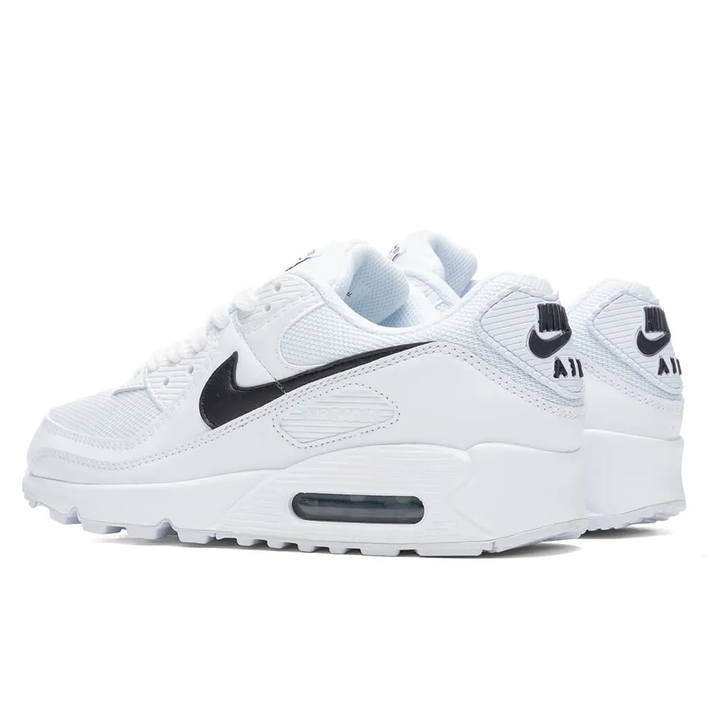 Women's Air Max 90 - White/Black Nike Cushioned Mesh Sneakers