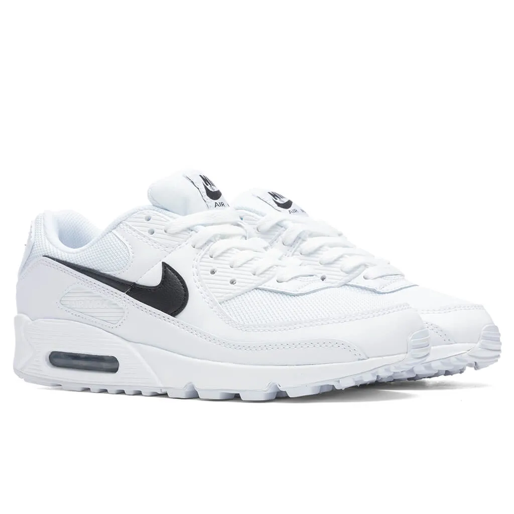Women's Air Max 90 - White/Black Nike Cushioned Mesh Sneakers