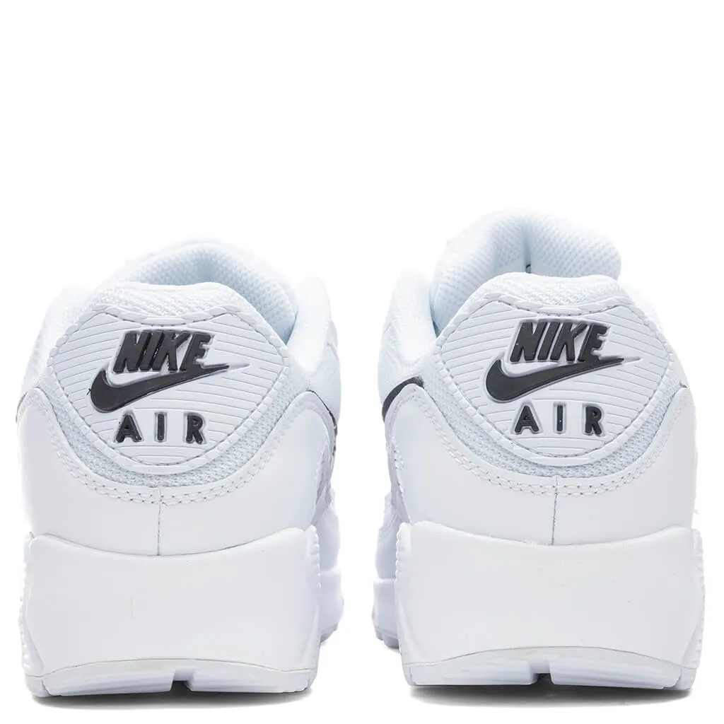 Women's Air Max 90 - White/Black Nike Cushioned Mesh Sneakers