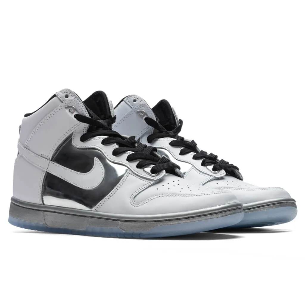 Womens Dunk High SE Chrome - White/Metallic Silver/Black Nike trainers with responsive foam