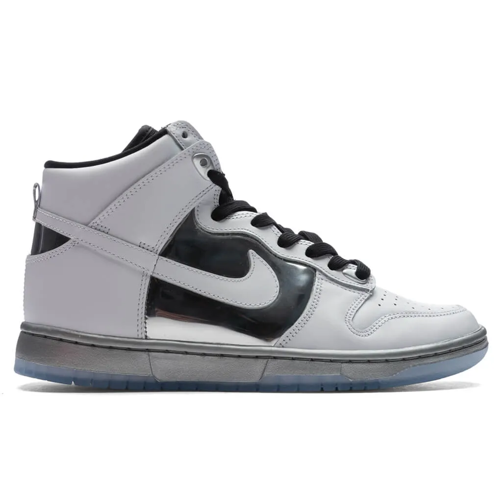 Womens Dunk High SE Chrome - White/Metallic Silver/Black Nike signature design with comfort fit