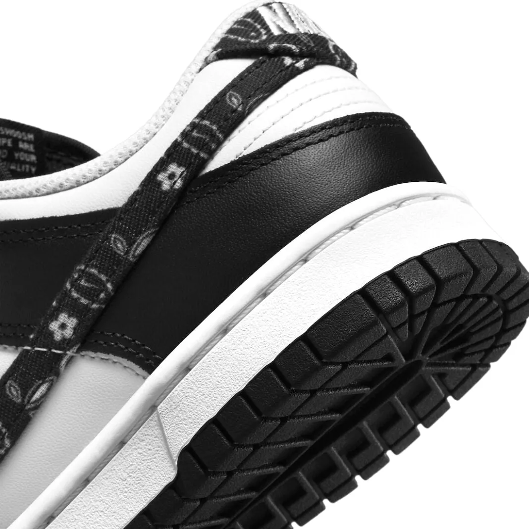 Women's Dunk Low Black Paisley Panda Black White Iconic Sneakers