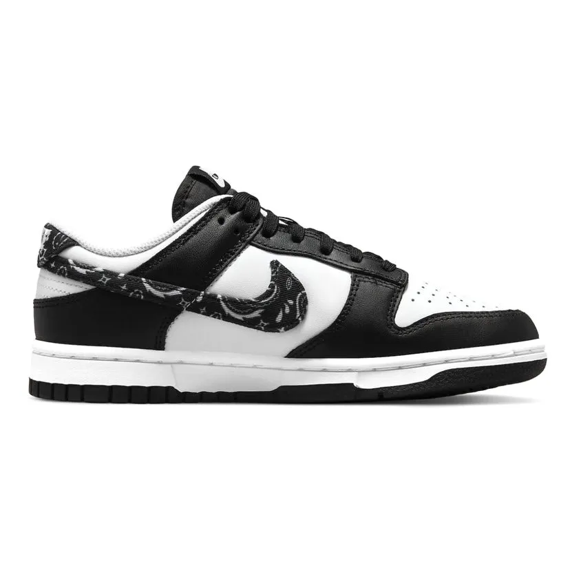 Women's Dunk Low Black Paisley Panda Black White Iconic Sneakers