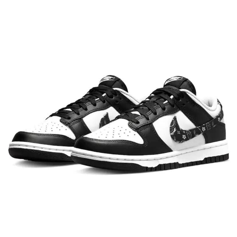 Women's Dunk Low Black Paisley Panda Black White Iconic Sneakers