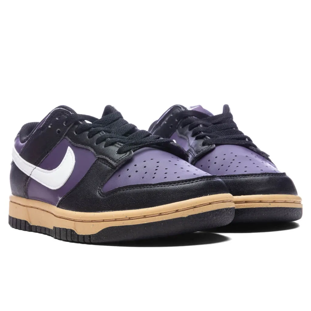 Women's Dunk Low - Dark Raisin/White/Black Nike Bold Logo Sneakers