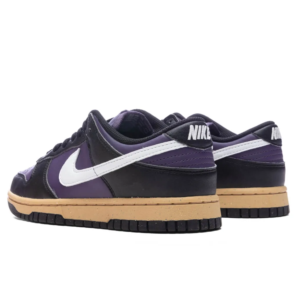 Women's Dunk Low - Dark Raisin/White/Black Nike Bold Logo Sneakers