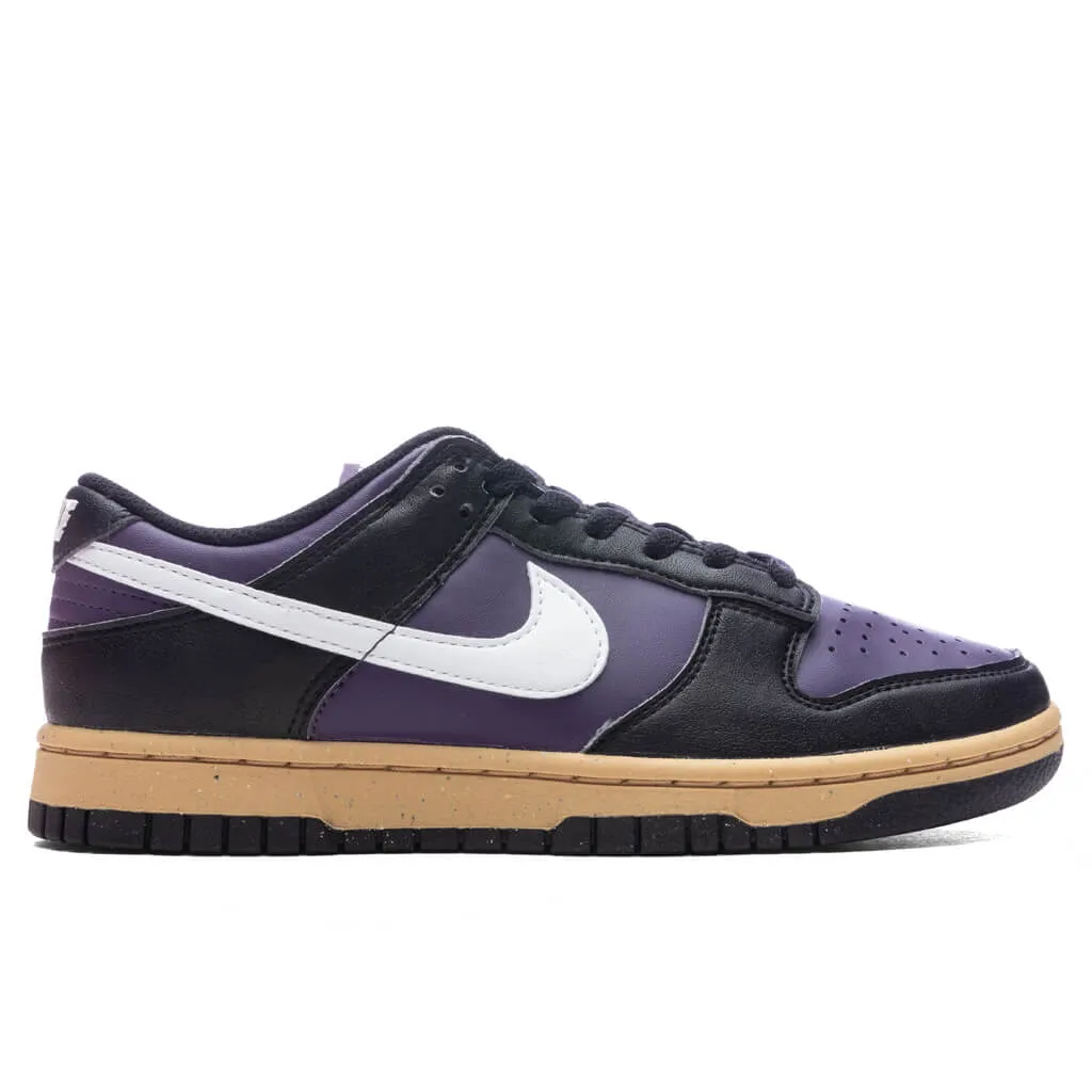 Women's Dunk Low - Dark Raisin/White/Black Nike fashion sneakers with bold branding