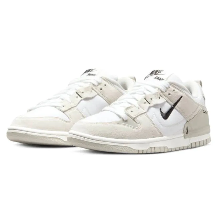 Women's Dunk Low Disrupt 2 White Black Light Bone Sail Nike Dunk sneakers with classic silhouette
