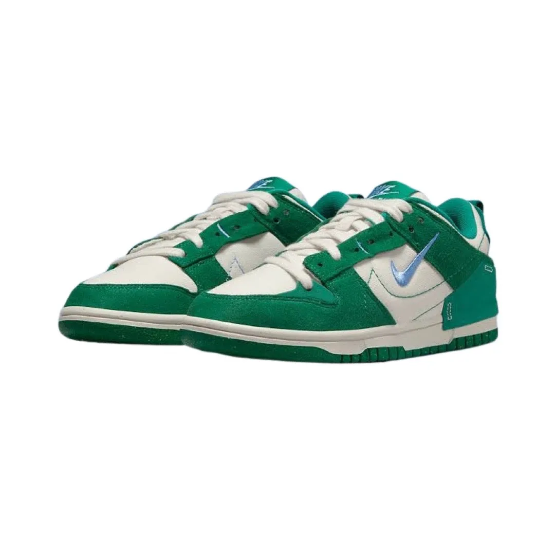 Women's Dunk Low Disrupt 2 White Green University Blue Phantom Nike Dunk sneakers with classic silhouette