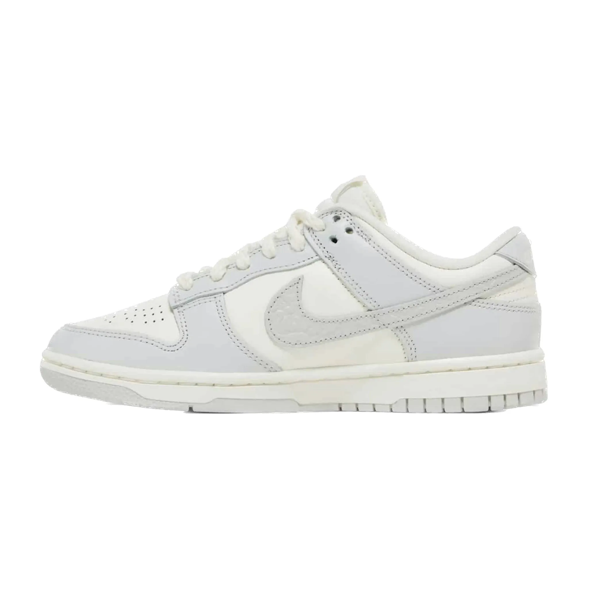Women's Dunk Low Needlework Sail Aura Neutral Grey Iconic Sneakers
