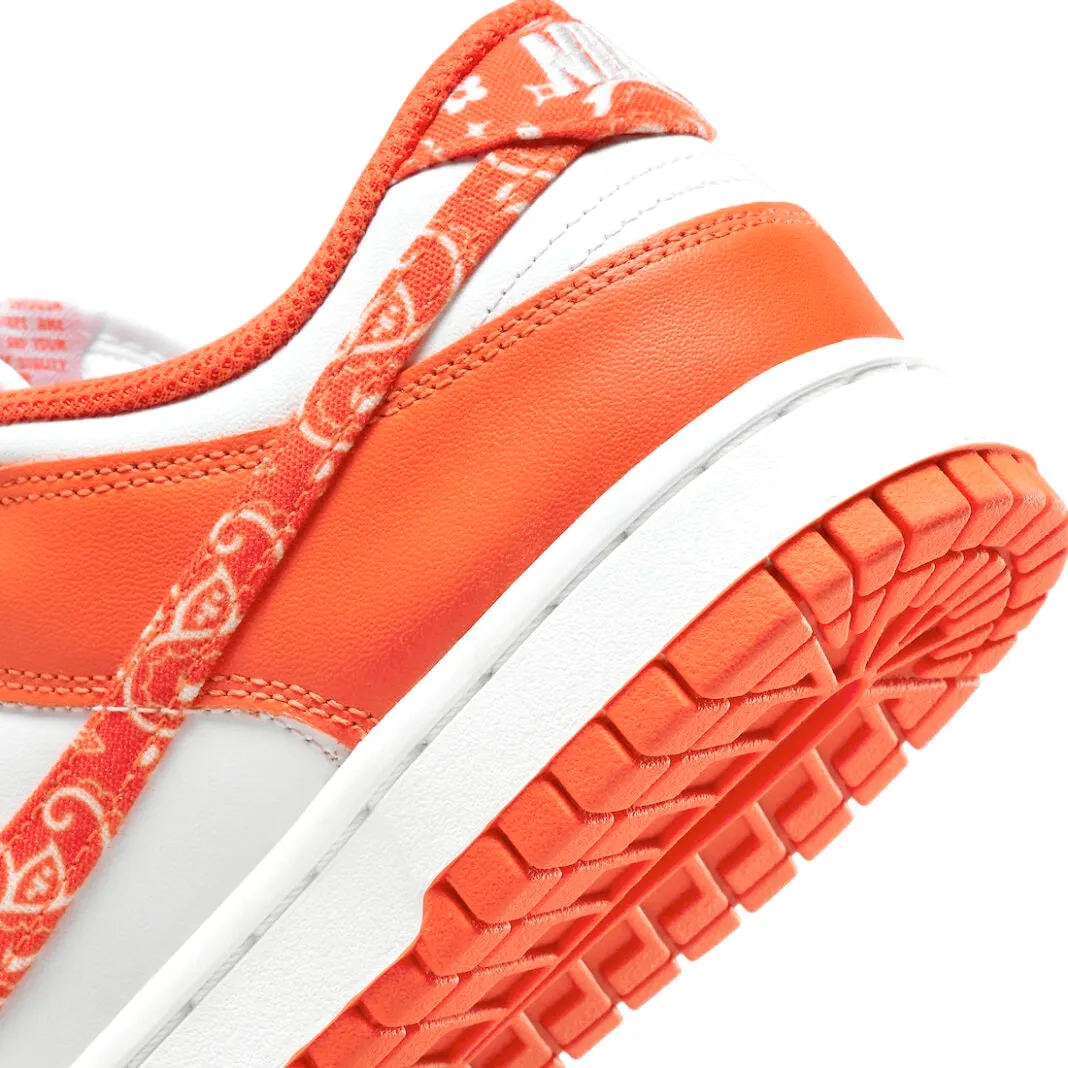 Women's Dunk Low Paisley White Rush Orange White Iconic Sneakers