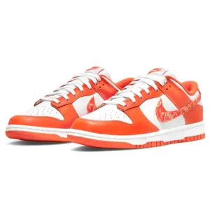 Women's Dunk Low Paisley White Rush Orange White Nike Dunk sneakers with classic silhouette