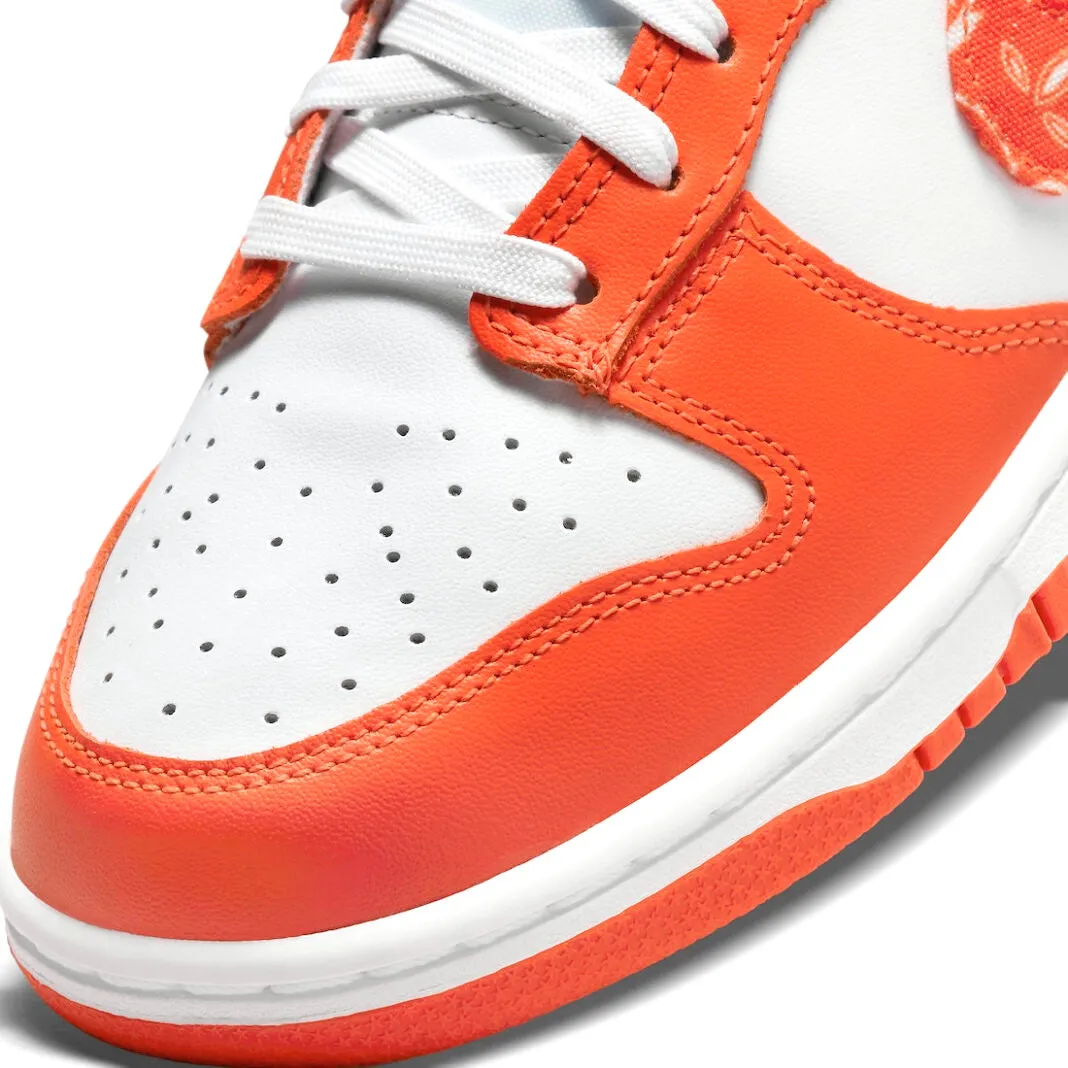 Women's Dunk Low Paisley White Rush Orange White Iconic Sneakers