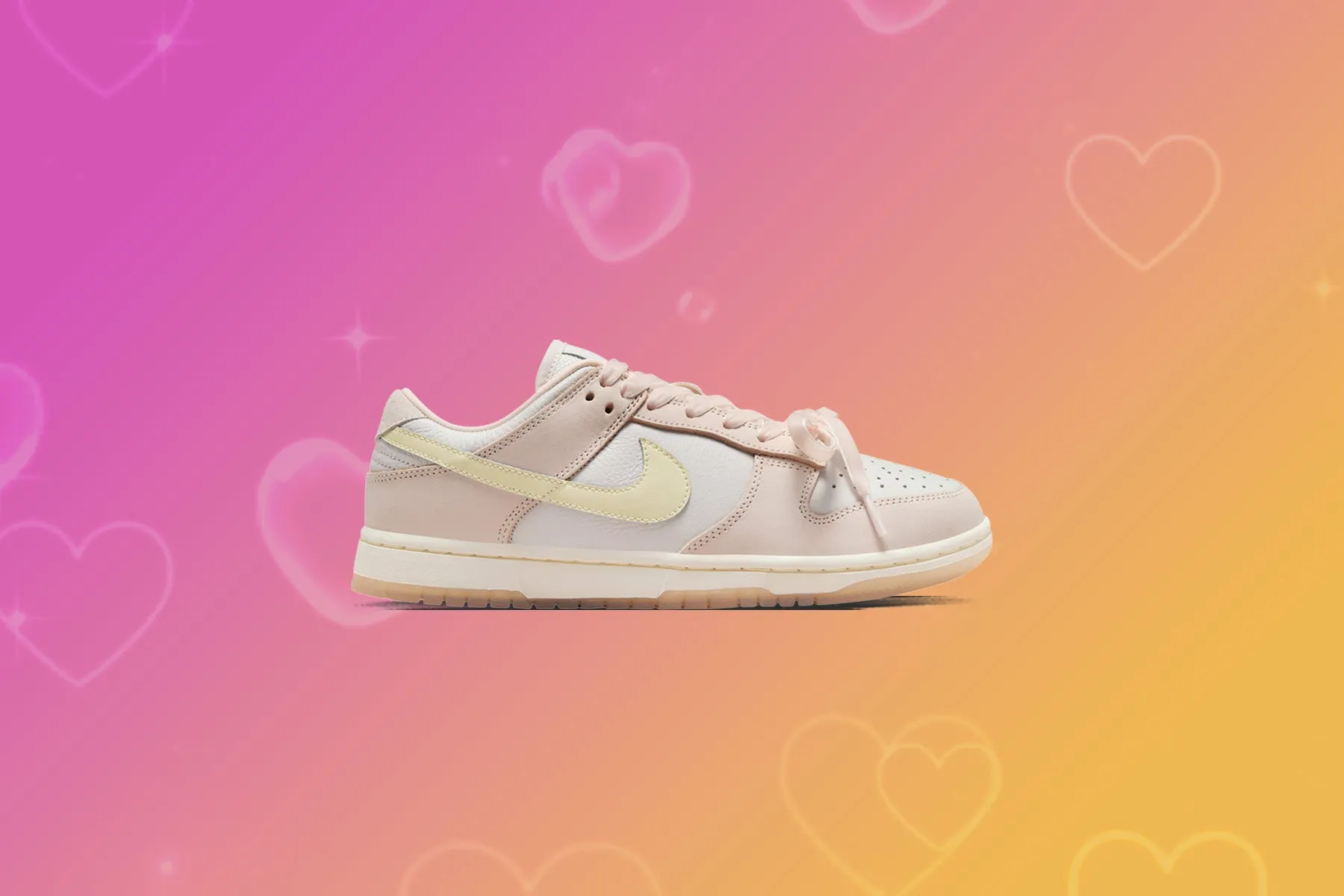 Women's Dunk Low Premium - Light Soft Pink/Coconut Nike Bold Logo Sneakers