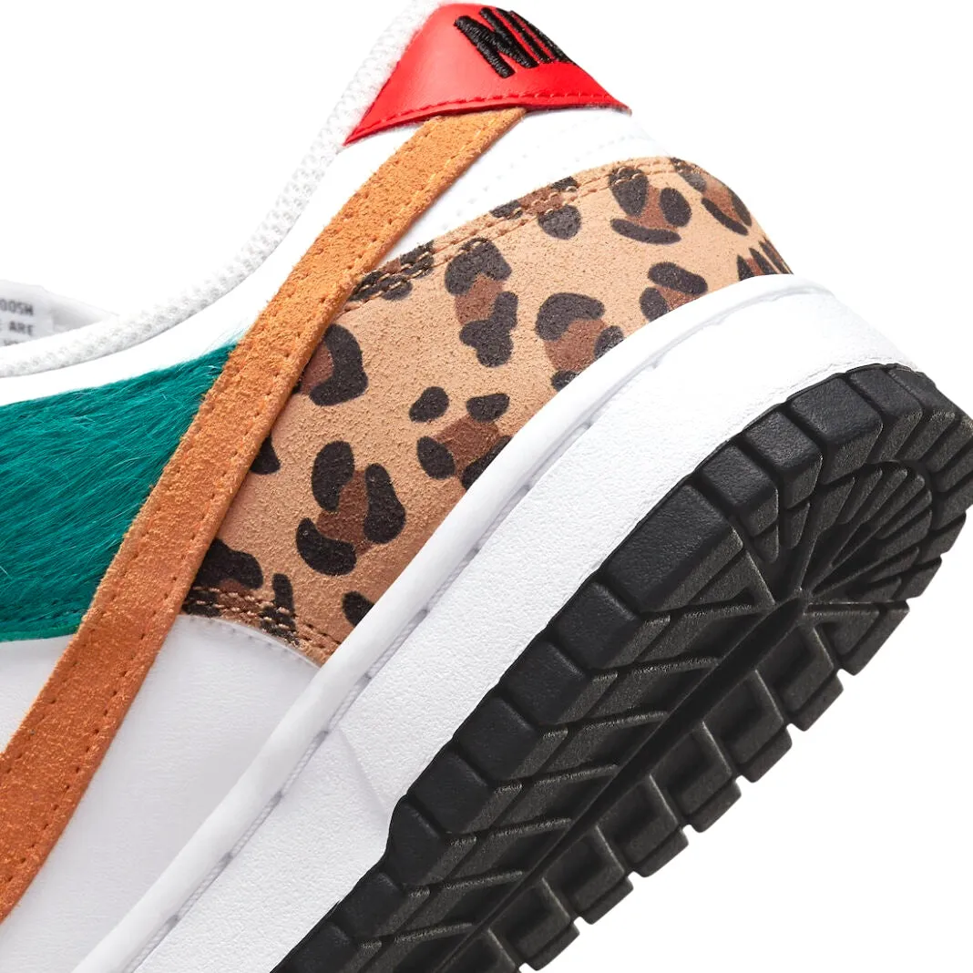 Women's Dunk Low SE Safari Animal Print White Light Curry Washed Teal Iconic Sneakers