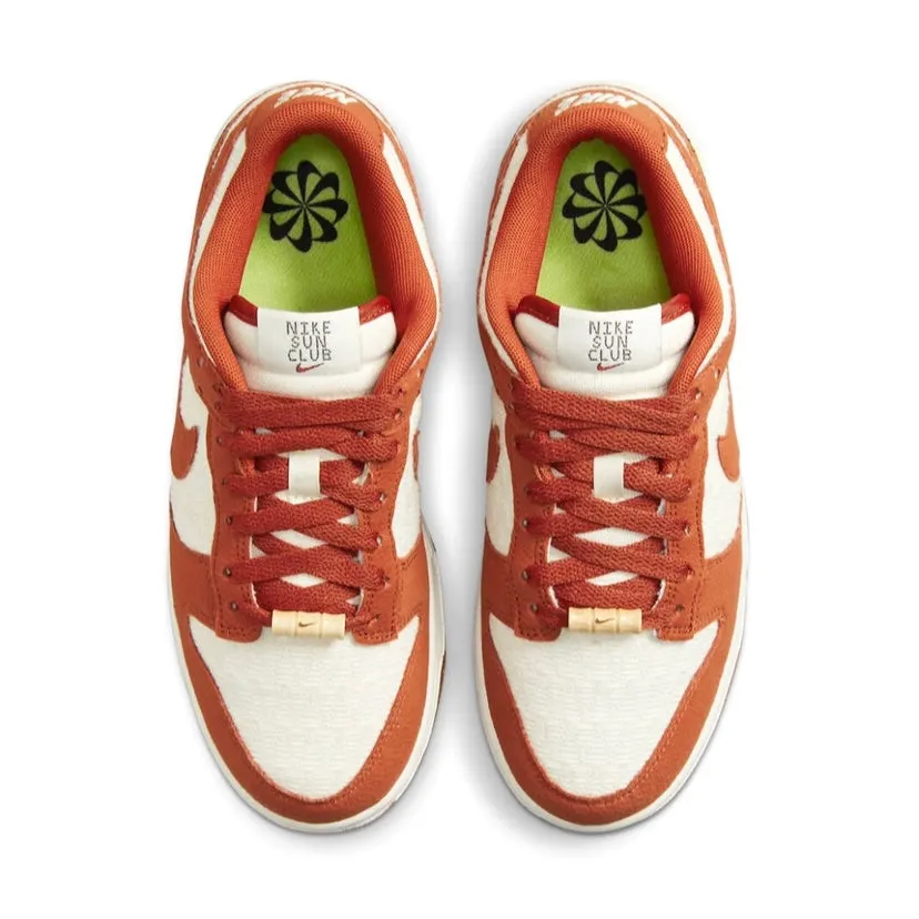 Women's Dunk Low Sun Club Burnt Sunrise Orange Sail Black Vivid Green Barn Sunrise Iconic Sneakers