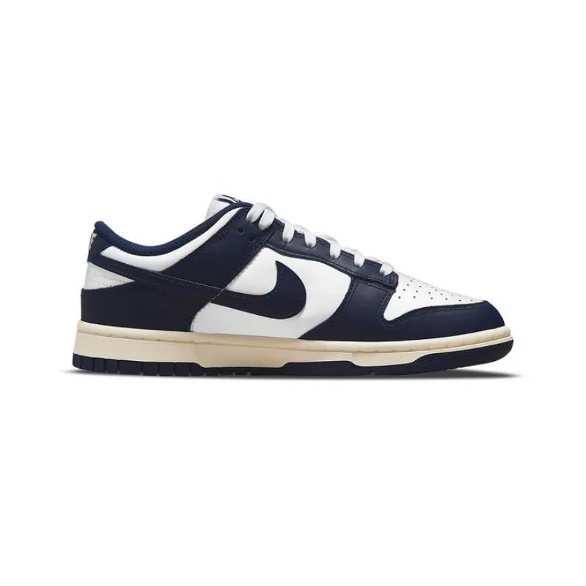 Women's Dunk Low White Navy Vintage Cream Iconic Sneakers