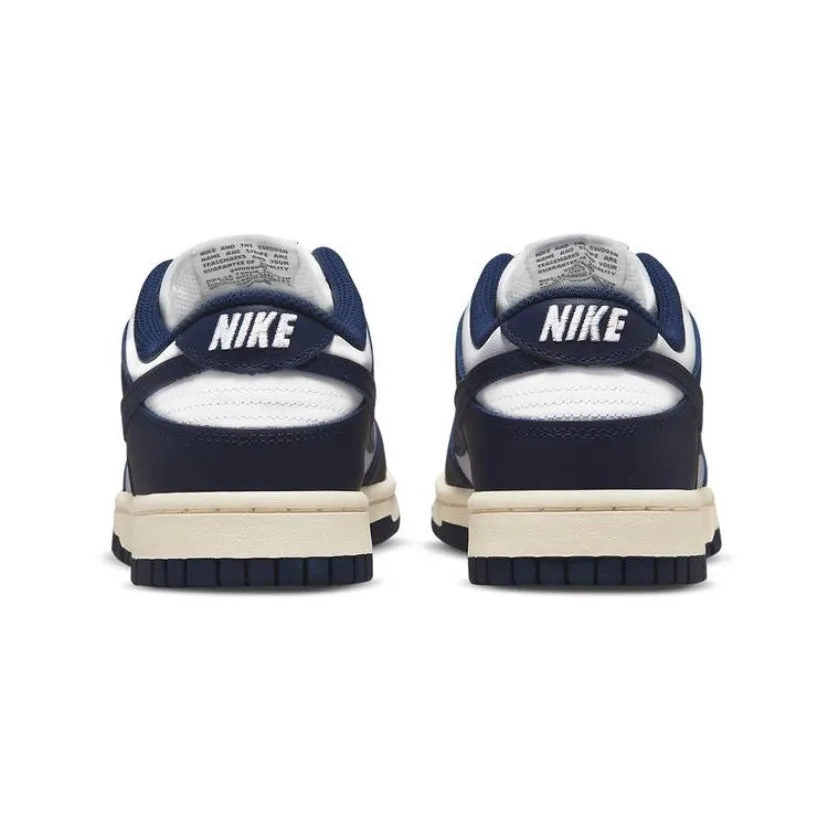 Women's Dunk Low White Navy Vintage Cream Iconic Sneakers
