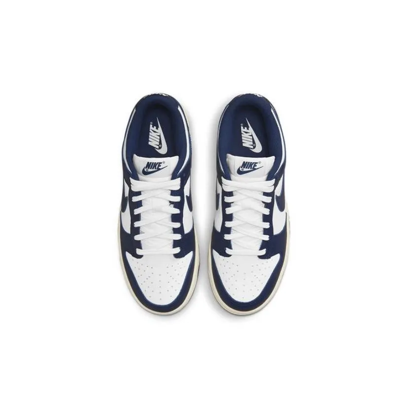 Women's Dunk Low White Navy Vintage Cream Iconic Sneakers