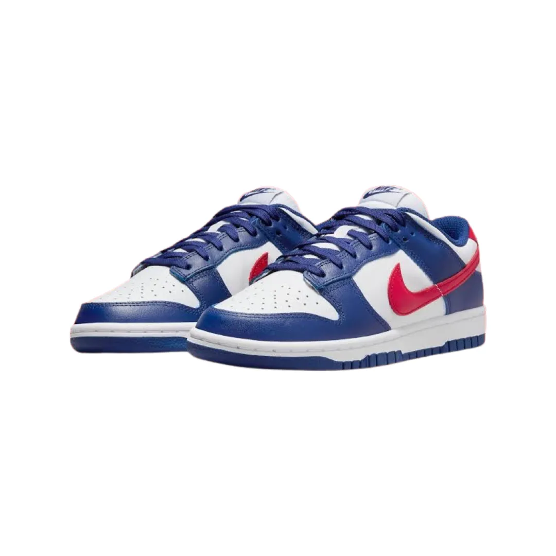 Women's Dunk Low White University Red Royal White Iconic Sneakers