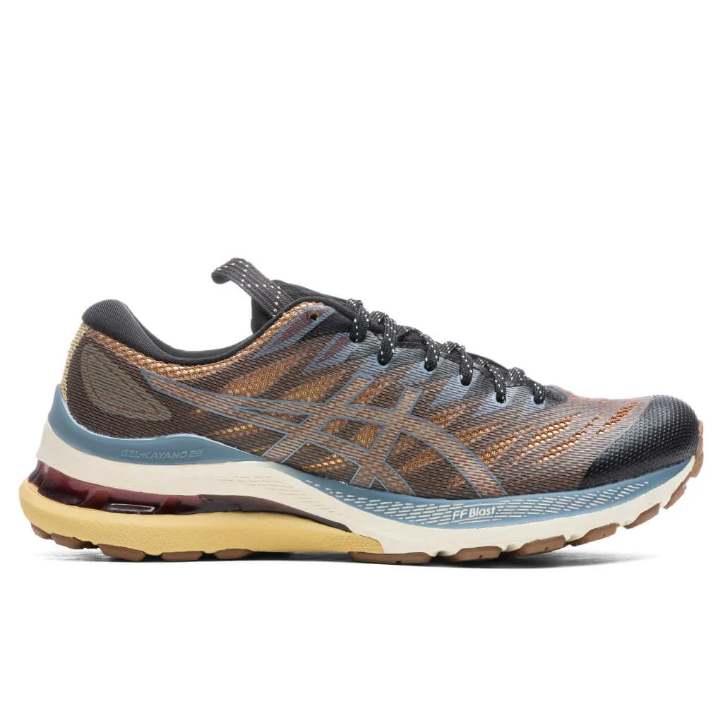 Women's FN3-S Gel-Kayano 28 - Anthracite/Antique Gold Asics running shoes with gel cushioning