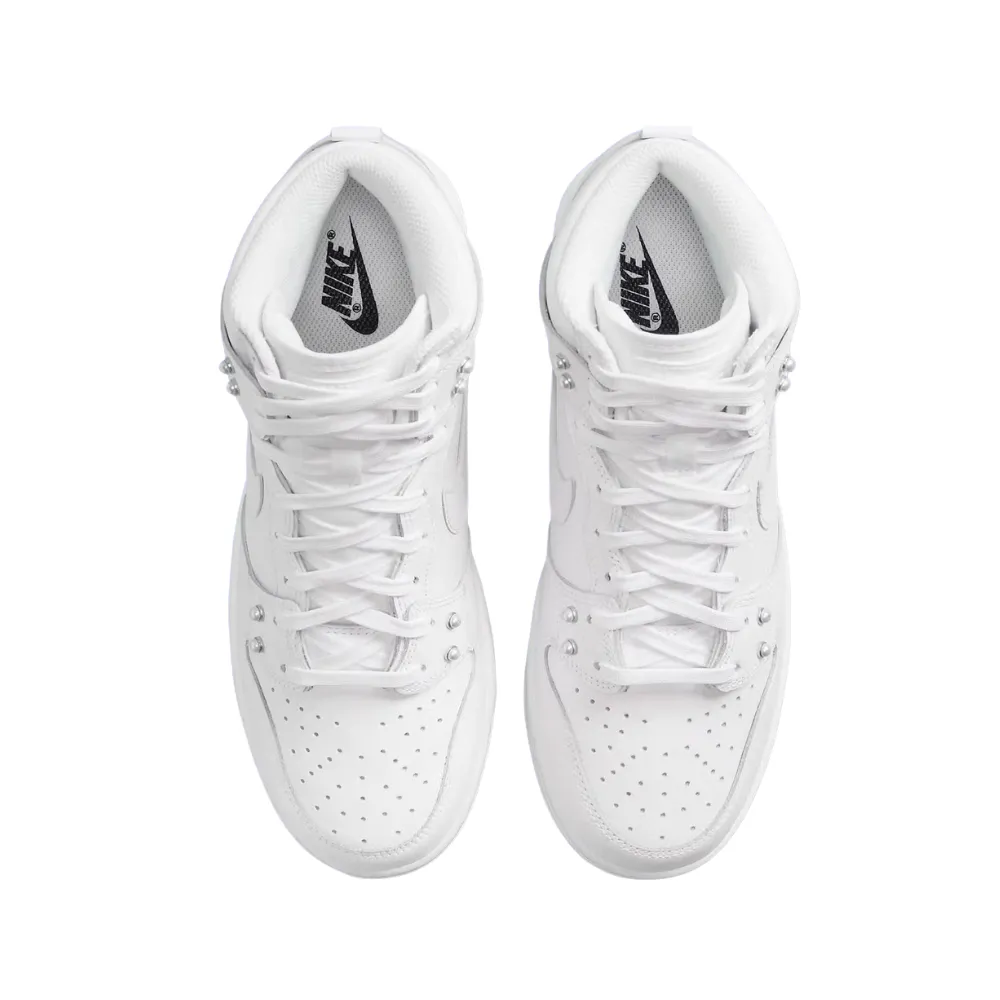 Women's Nike Dunk High SE White Metallic Pearl Iconic Sneakers