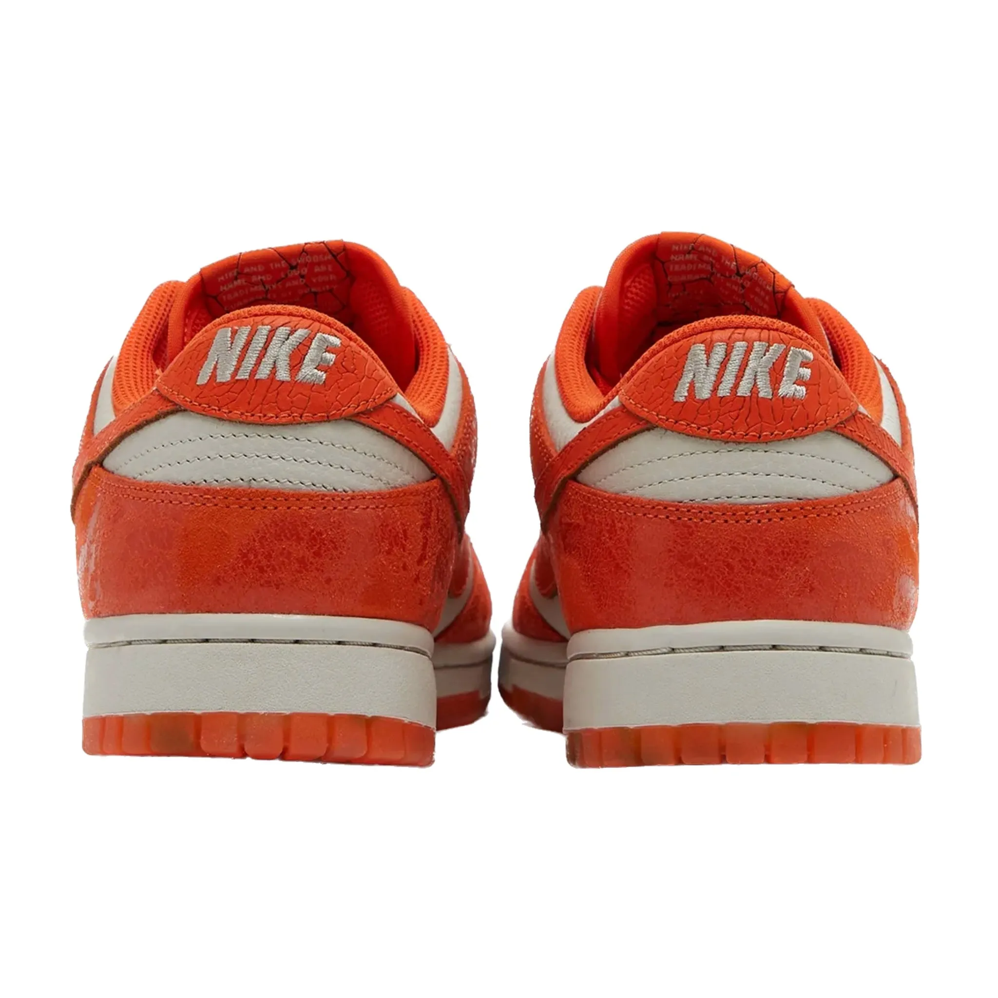 Women's Nike Dunk Low Cracked Orange Light Bone Safety Orange Laser Orange Iconic Sneakers