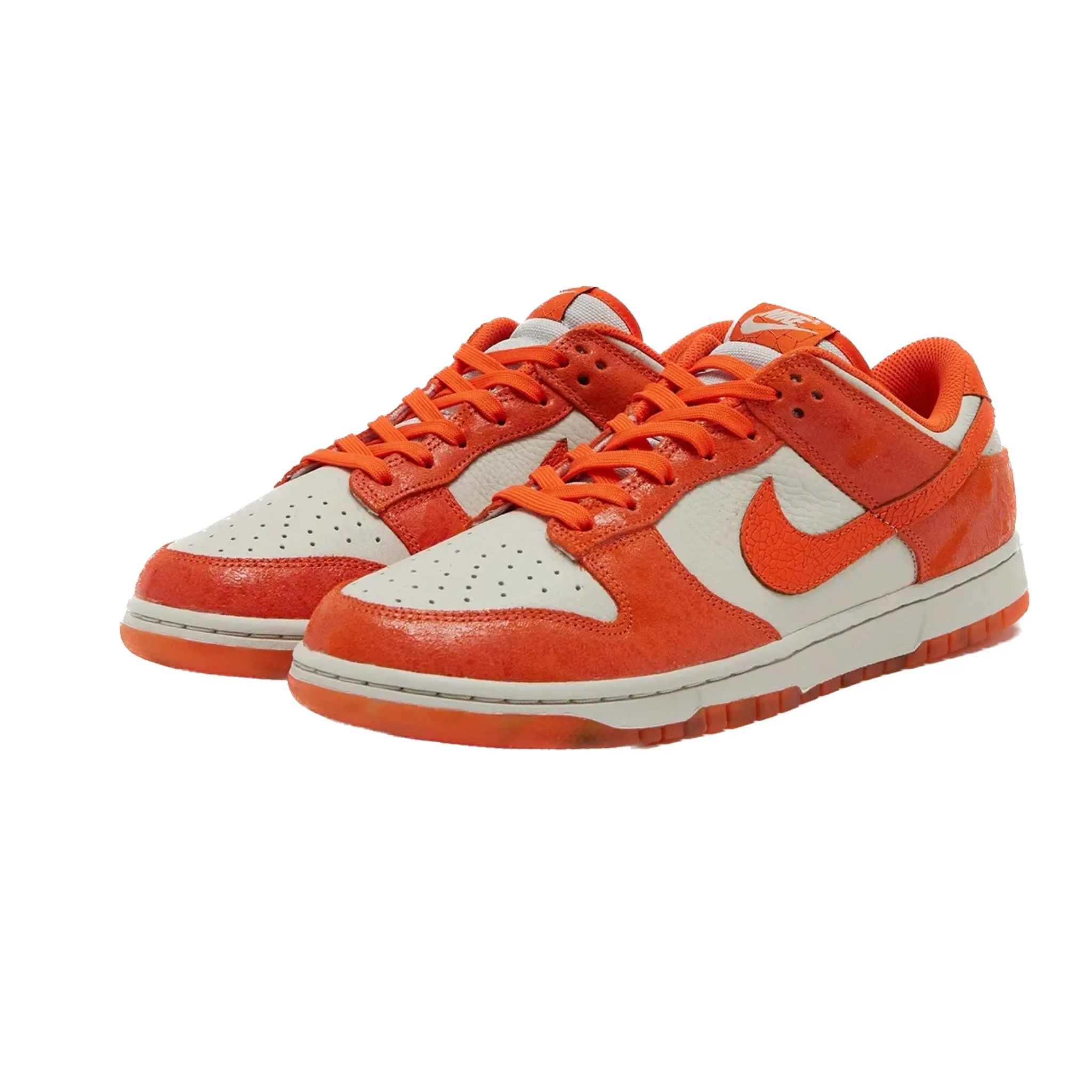 Women's Nike Dunk Low Cracked Orange Light Bone Safety Orange Laser Orange Iconic Sneakers