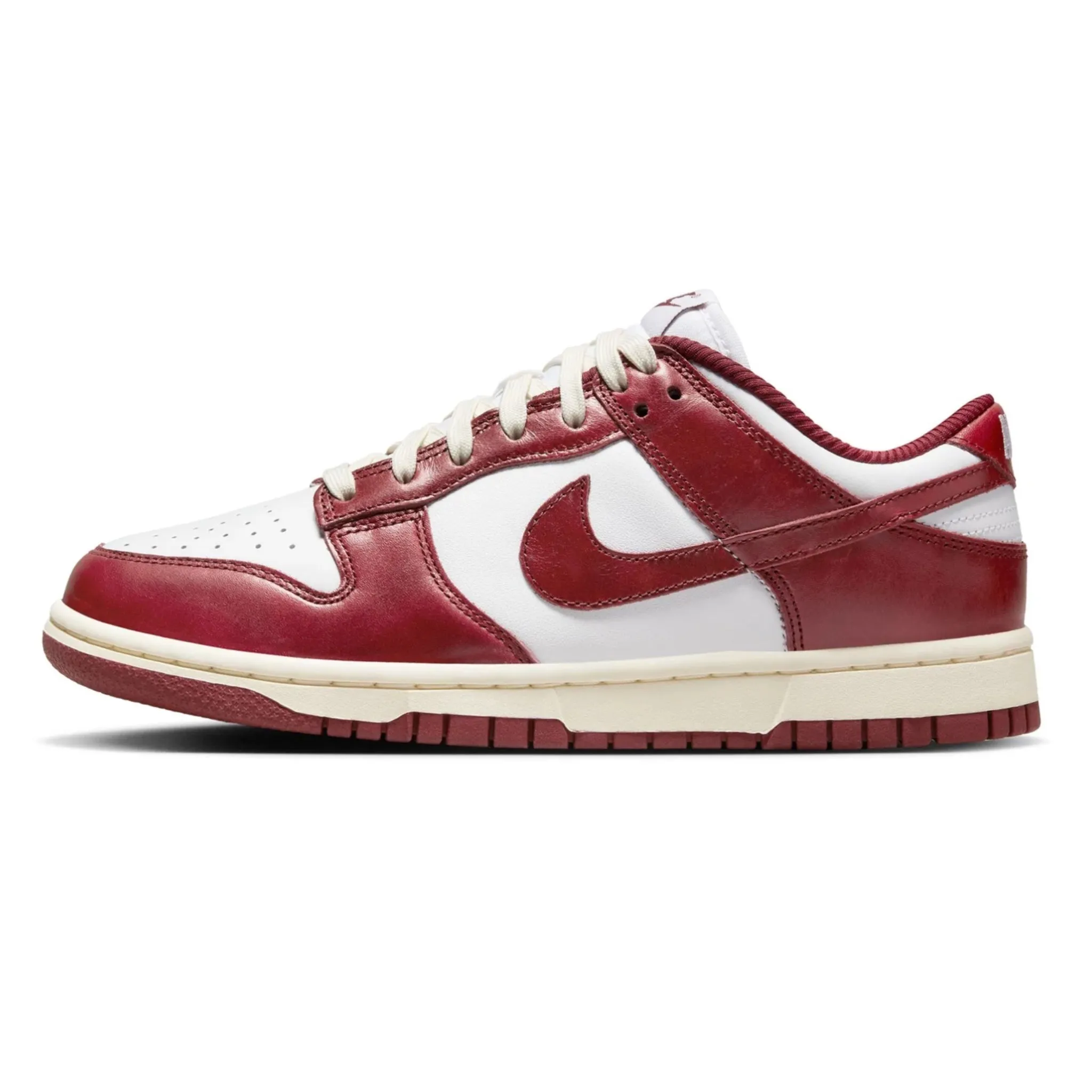 Women's Nike Dunk Low PRM Vintage Team Red White Coconut Milk Nike Dunk sneakers with classic silhouette
