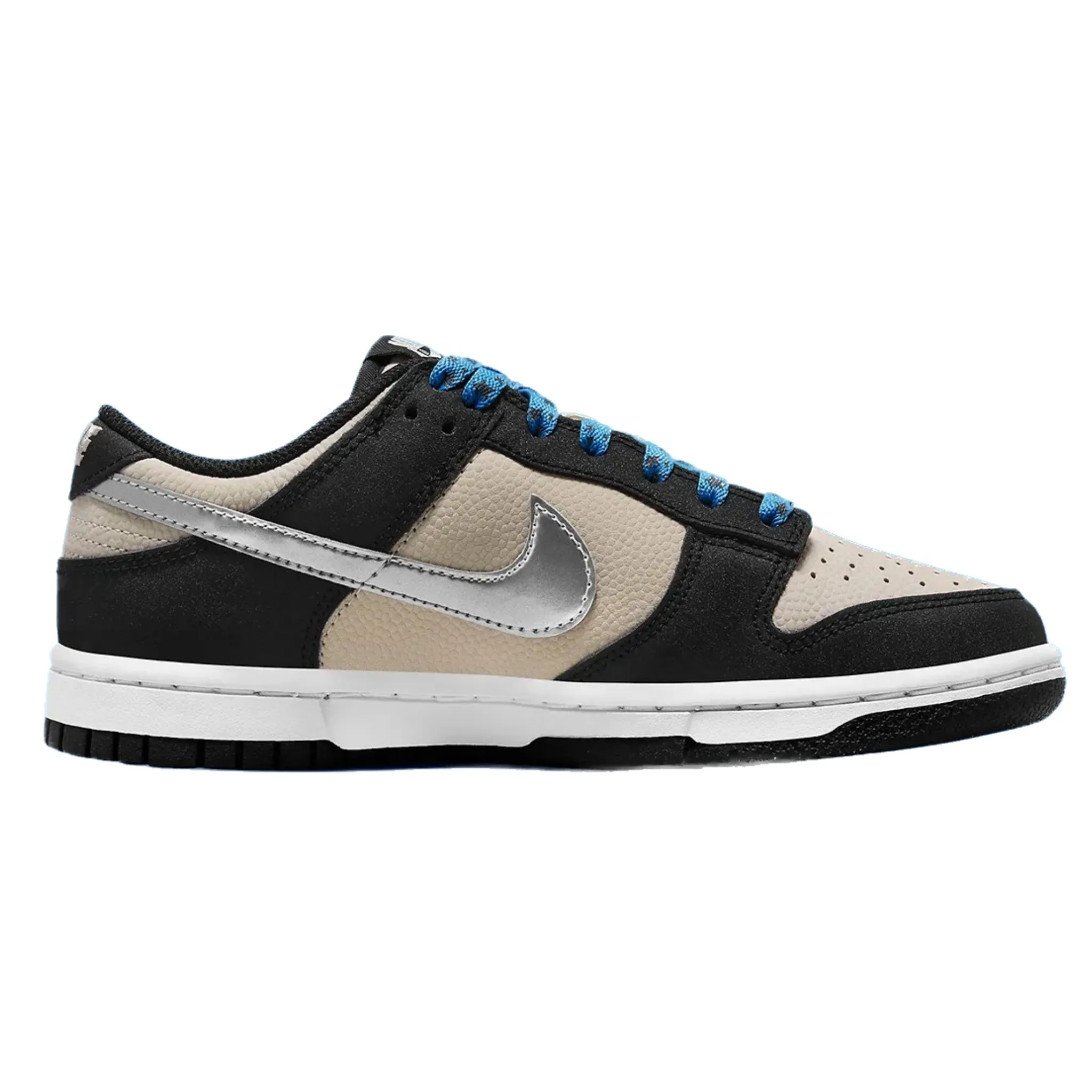 Women's Nike Dunk Low Starry Laces Light Bone Metallic Silver Black Iconic Sneakers
