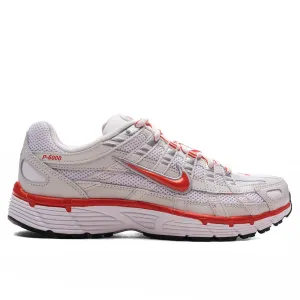 Women's P-6000 - White/Picante Red/Platinum Tint/Black Nike everyday shoes with mesh upper