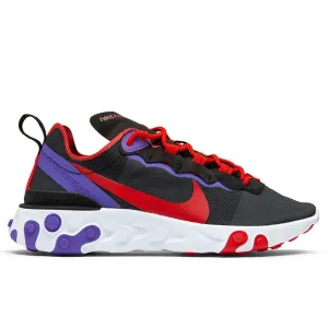 Women's React Element 55 - Black/University Red/Psychic Purple Nike shoes with cushioned air sole