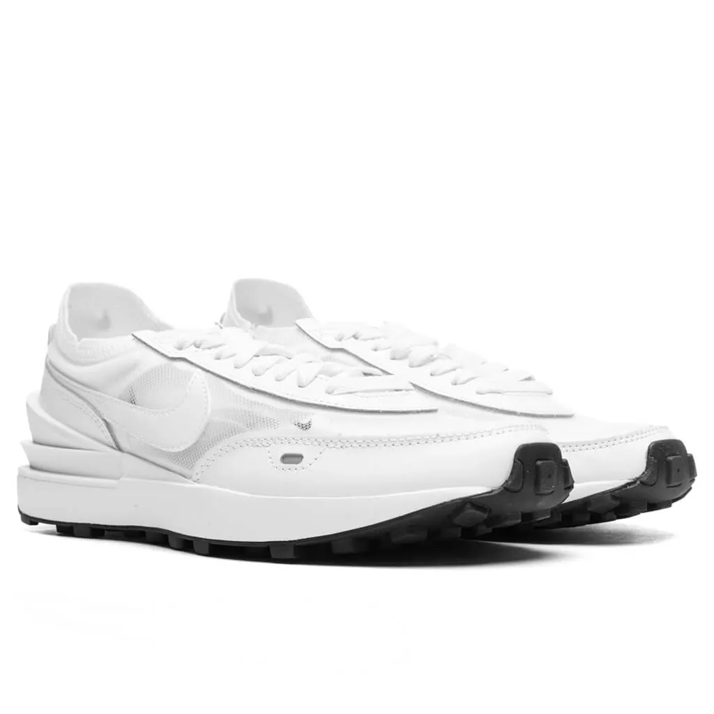 Women's Waffle One - White/White/Black Nike Bold Logo Sneakers