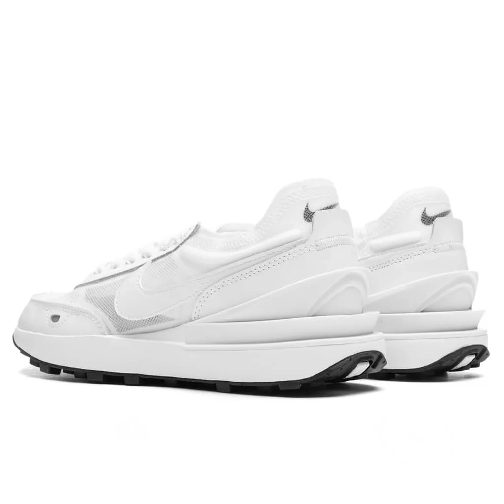 Women's Waffle One - White/White/Black Nike Bold Logo Sneakers