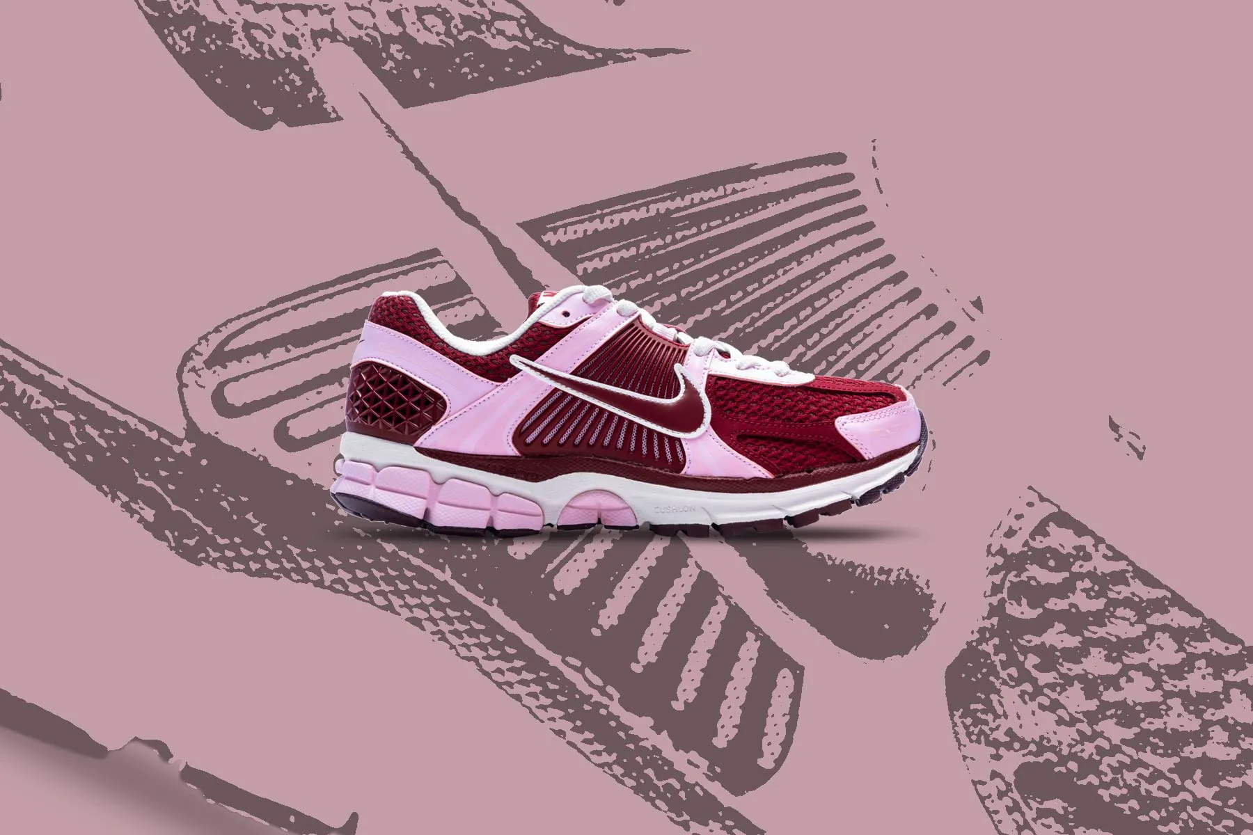 Women's Zoom Vomero 5 - Pink Foam /Team Red/Burgundy Crush Nike Retro Lifestyle Shoes